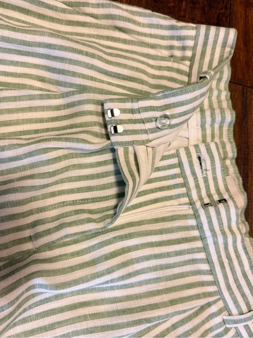 Abercrombie & Fitch Sage-Striped Linen Blend Wide-Leg Pants Size 6/28 - Picture 11 of 16